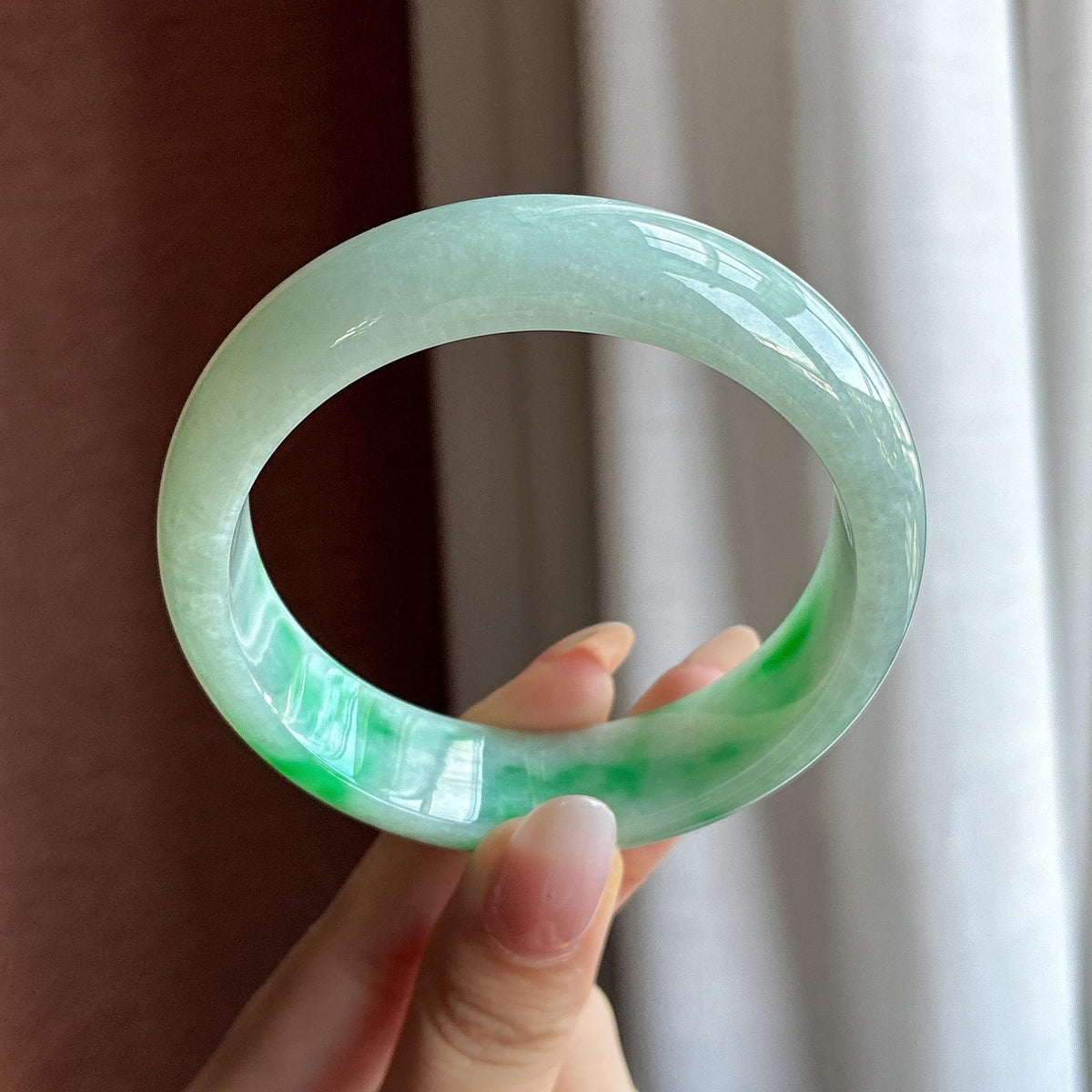 宽版 糯冰带色正圈平安镯 59圈（yc746522）