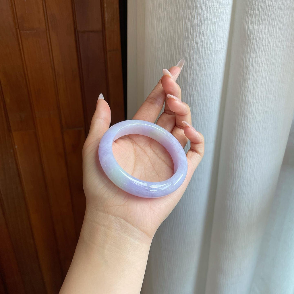 细糯冰紫罗兰翡翠平安镯（54.8mm）（yc272881）