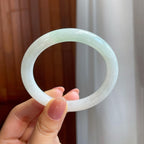 糯冰带色翡翠圆条手镯（53mm)（yc322586）