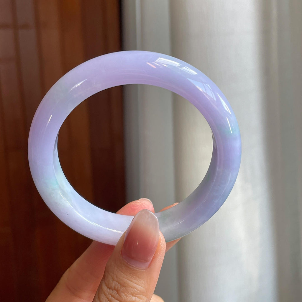 糯冰种春带彩翡翠平安镯（56.6mm)（yc316092）