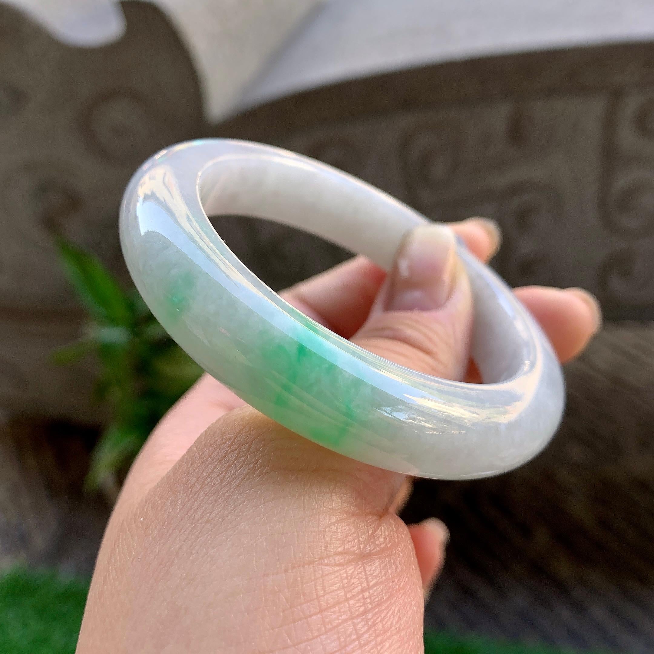 糯种白底青平安镯（52.7mm）（yc308178）