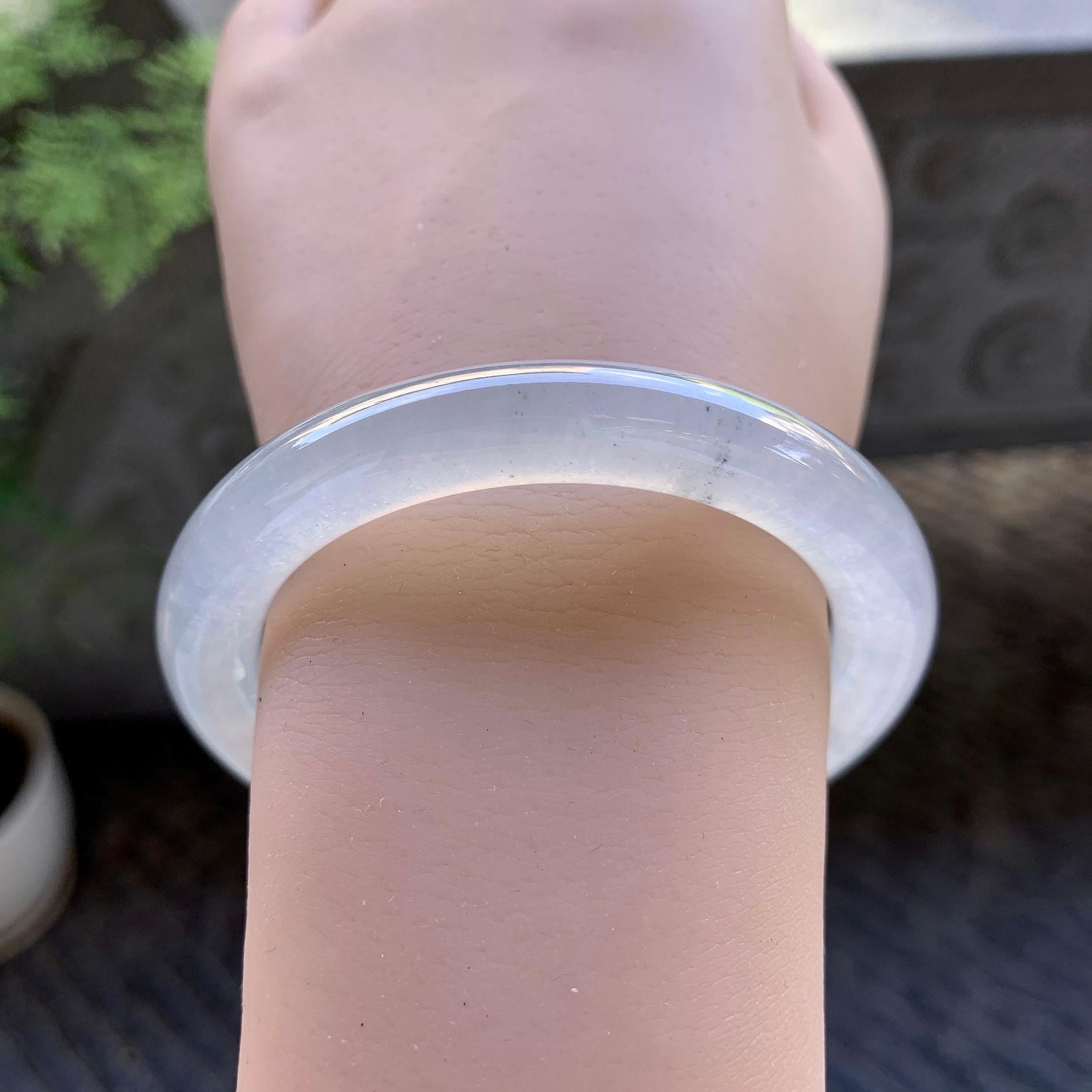 冰种无色圆条手镯（53.3mm）