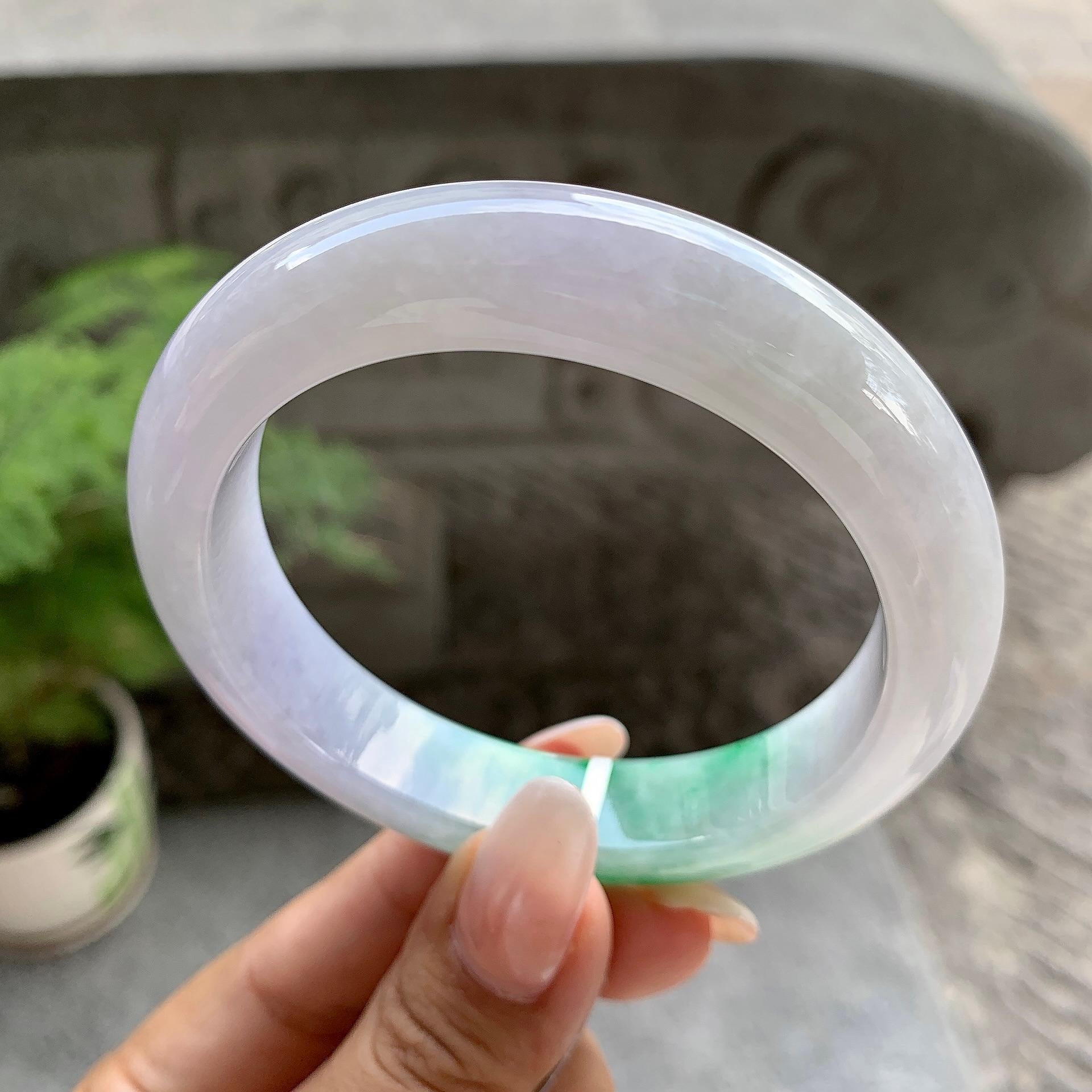 糯冰种春彩平安镯（57.4mm）（yc195338）