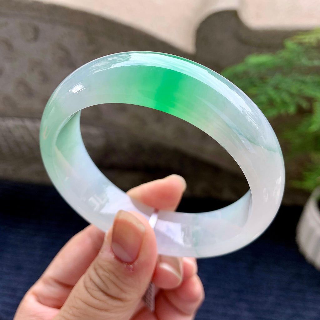 糯冰种飘绿宽版轮胎手镯（59mm）（yc252994）