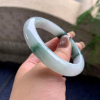 细糯种飘蓝花正圈平安镯  58.5圈口  天然缅甸A货翡翠（yc433526）