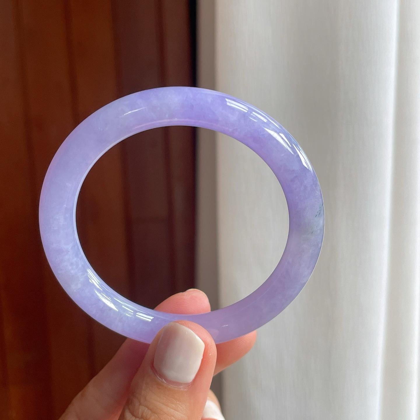 糯冰紫罗兰翡翠圆条手镯（52.6mm）（yc249153）