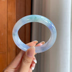 糯冰春带彩翡翠平安镯（57mm)（yc399302）