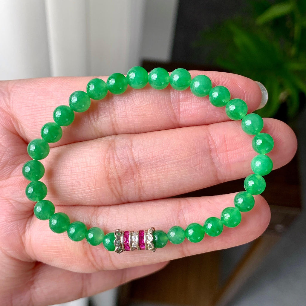 糯冰种满绿小米珠手链（yc221408）