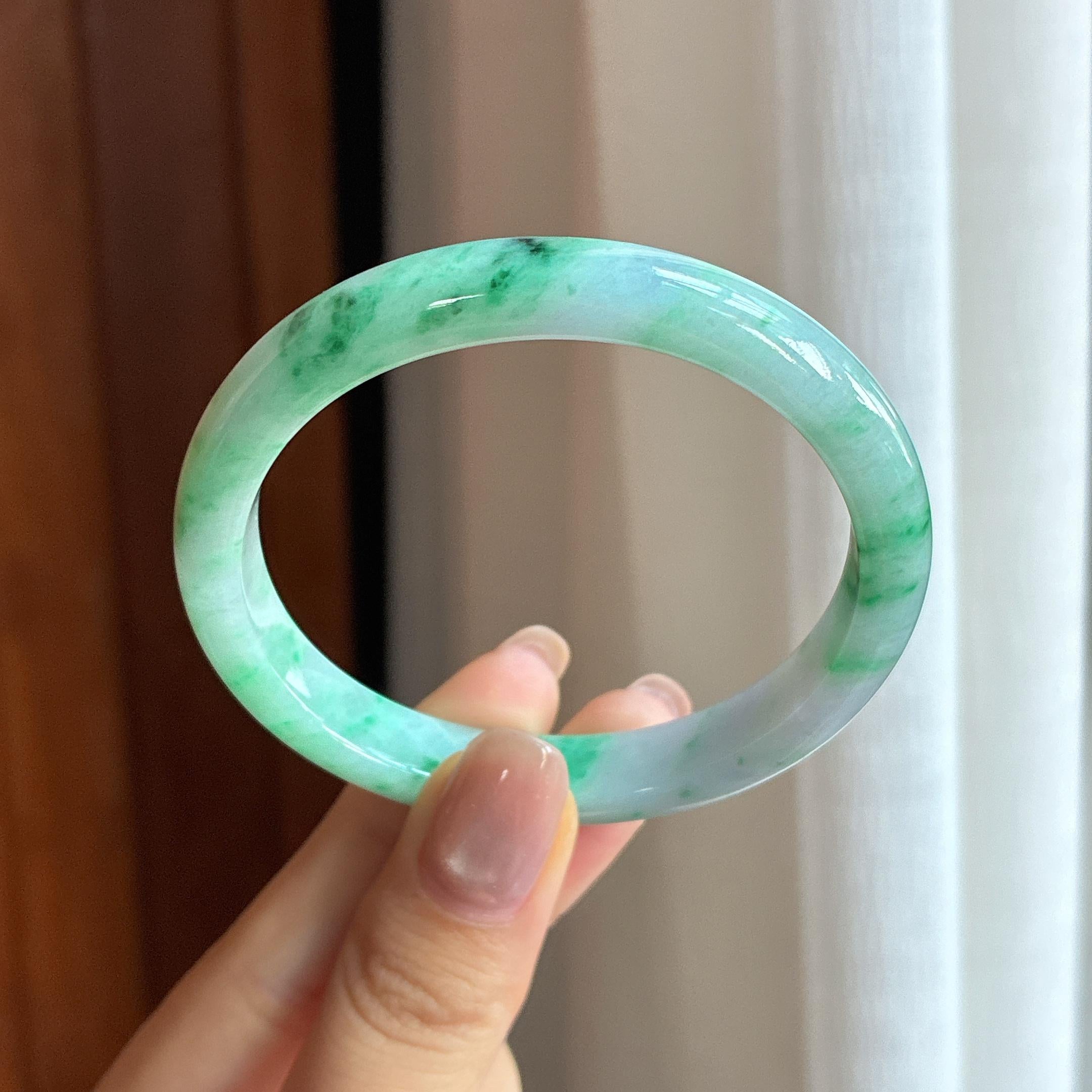 糯种飘花翡翠贵妃镯 54圈 天然缅甸A货翡翠（yc436807）