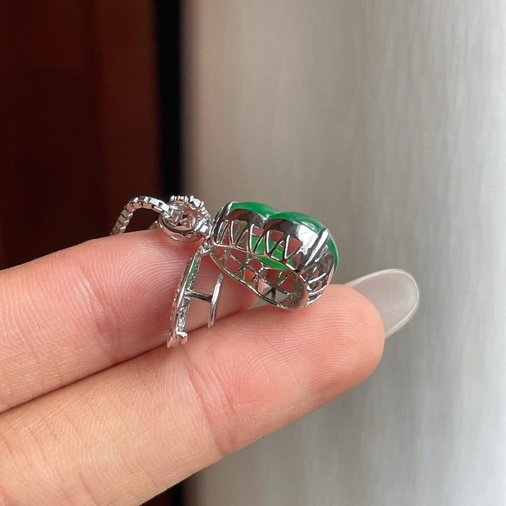 18k金钻镶糯冰满绿翡翠葫芦（yc261418）