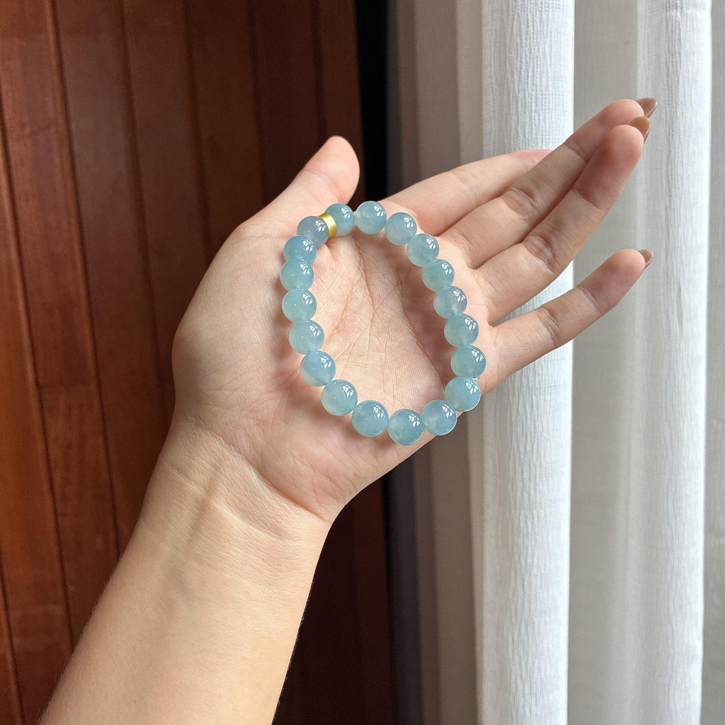 Vòng Tay Băng Chủng Lam Để Ngọc Phỉ Thúy A Tự Nhiên Myanmar (yc451545)