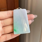 糯冰带绿翡翠无事牌（yc269019）