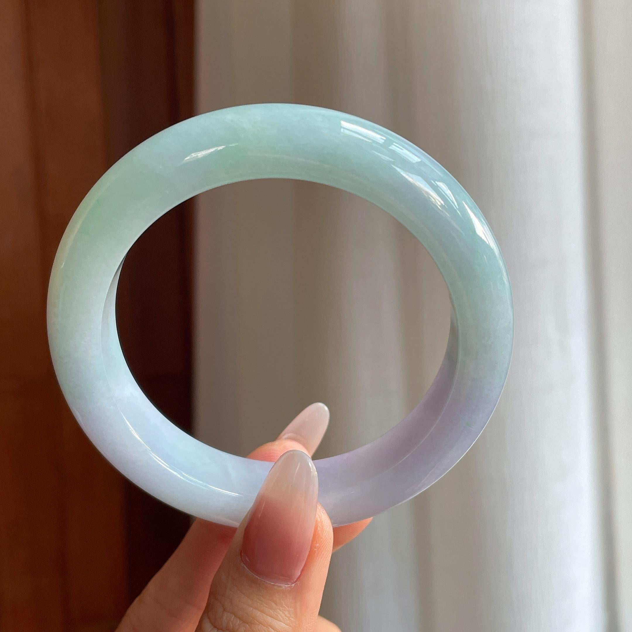糯冰椿彩翡翠平安镯（59.2mm）（yc295071）