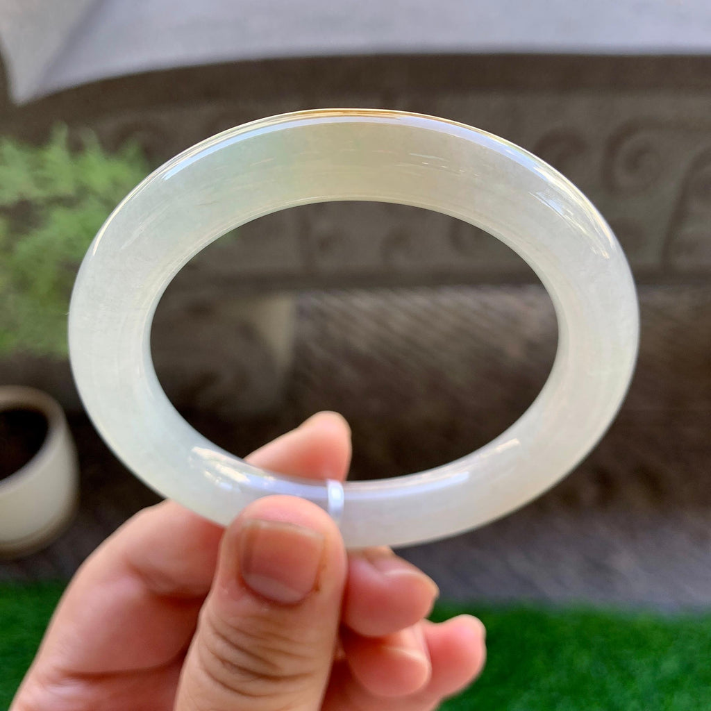 细糯种黄翡圆条手镯（53.6mm）（yc246657）