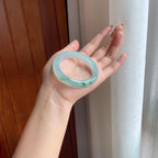 冰种飘花翡翠平安镯(53mm)（yc415388）