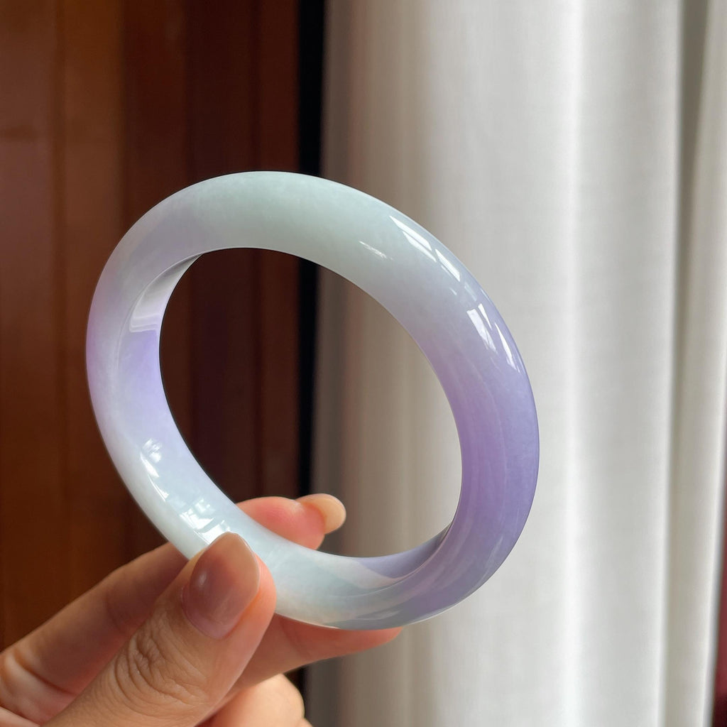 细糯冰紫罗兰翡翠平安镯 60圈（yc428261）