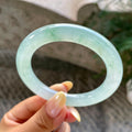 糯冰种晴水飘花圆条手镯54.4圈         天然缅甸A货翡翠（yc454775）