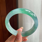 糯冰种春带彩翡翠平安镯（56mm）（yc196574）