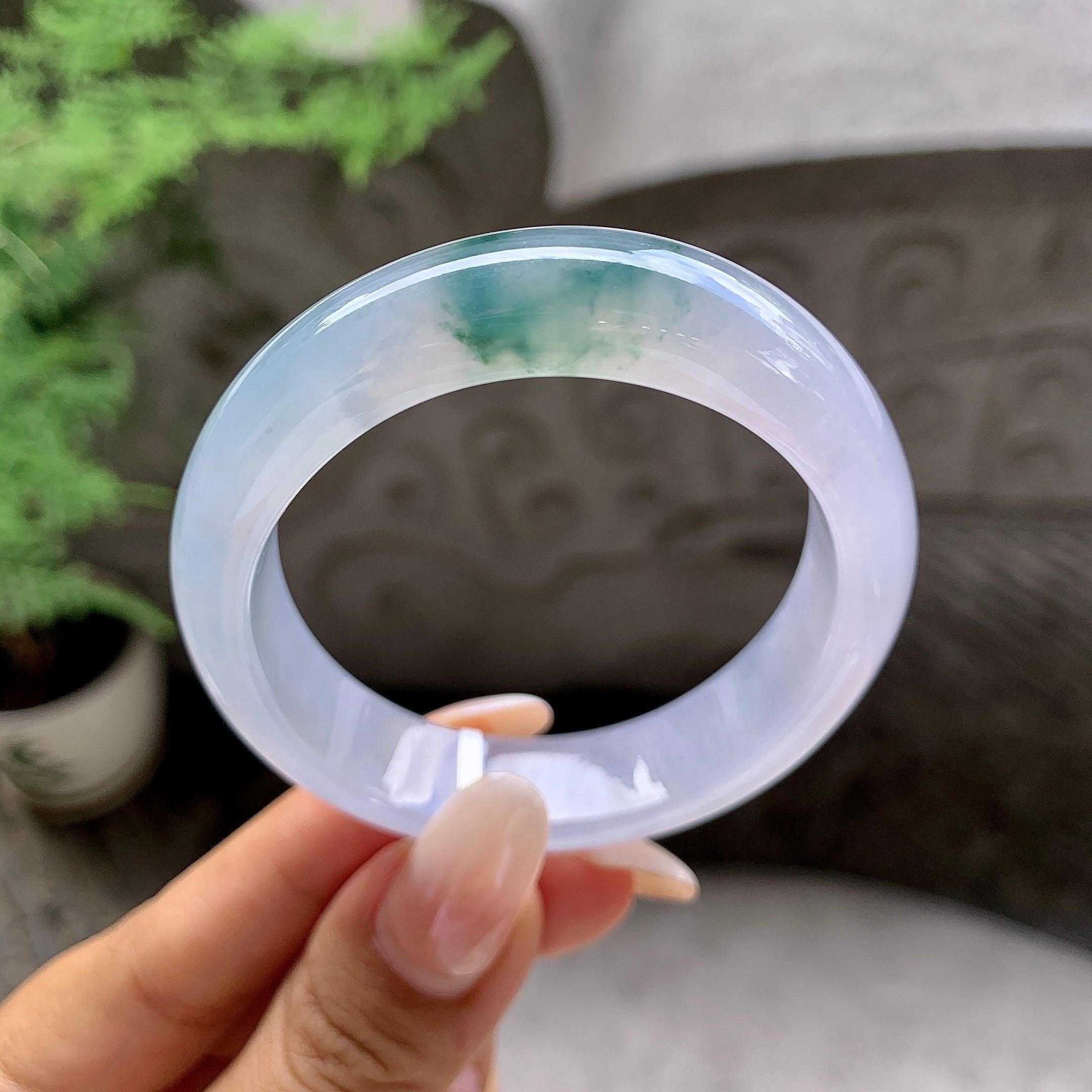 糯冰种飘花贵妃手镯（51.5mm）（yc203691）