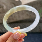 大圈口   糯冰种飘黄翡正圈平安镯58.5圈     天然缅甸A货翡翠（yc381967）