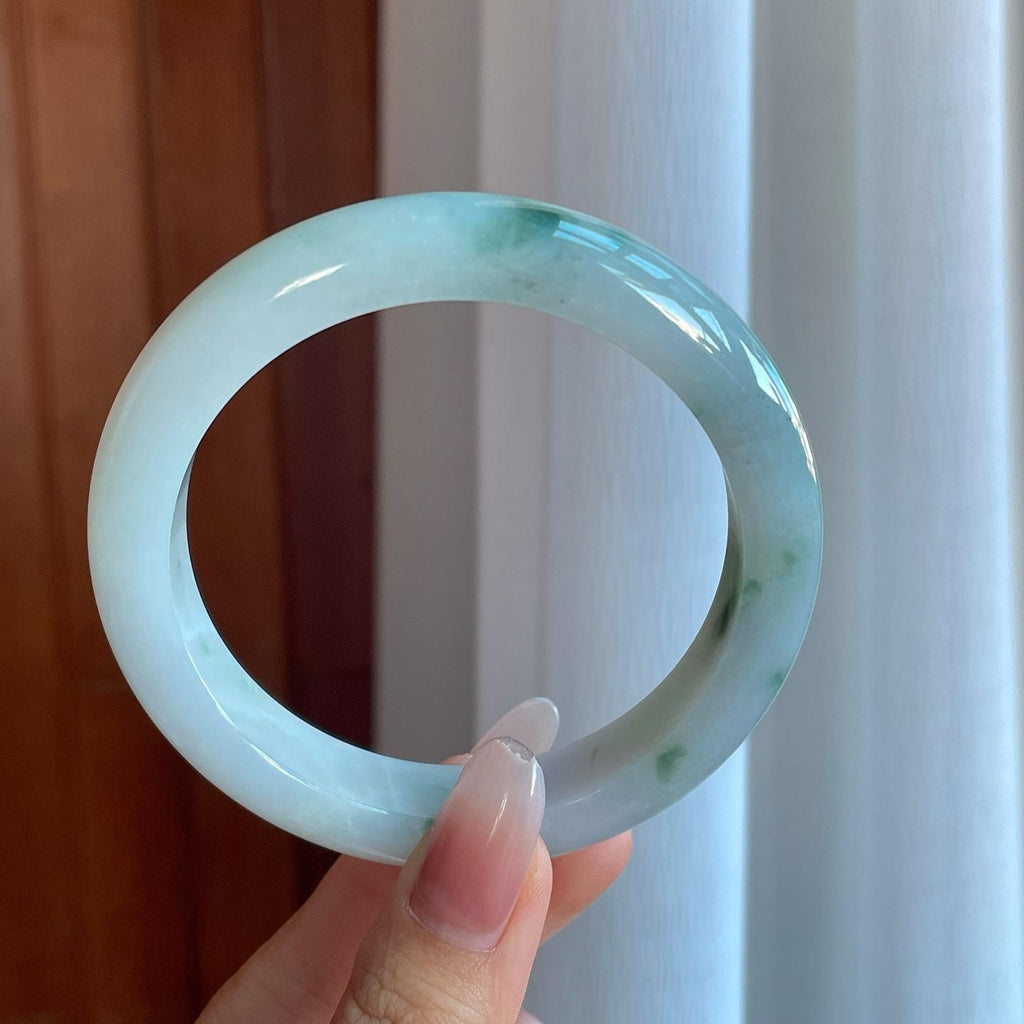 糯冰飘花翡翠平安镯（63mm）（yc266483）