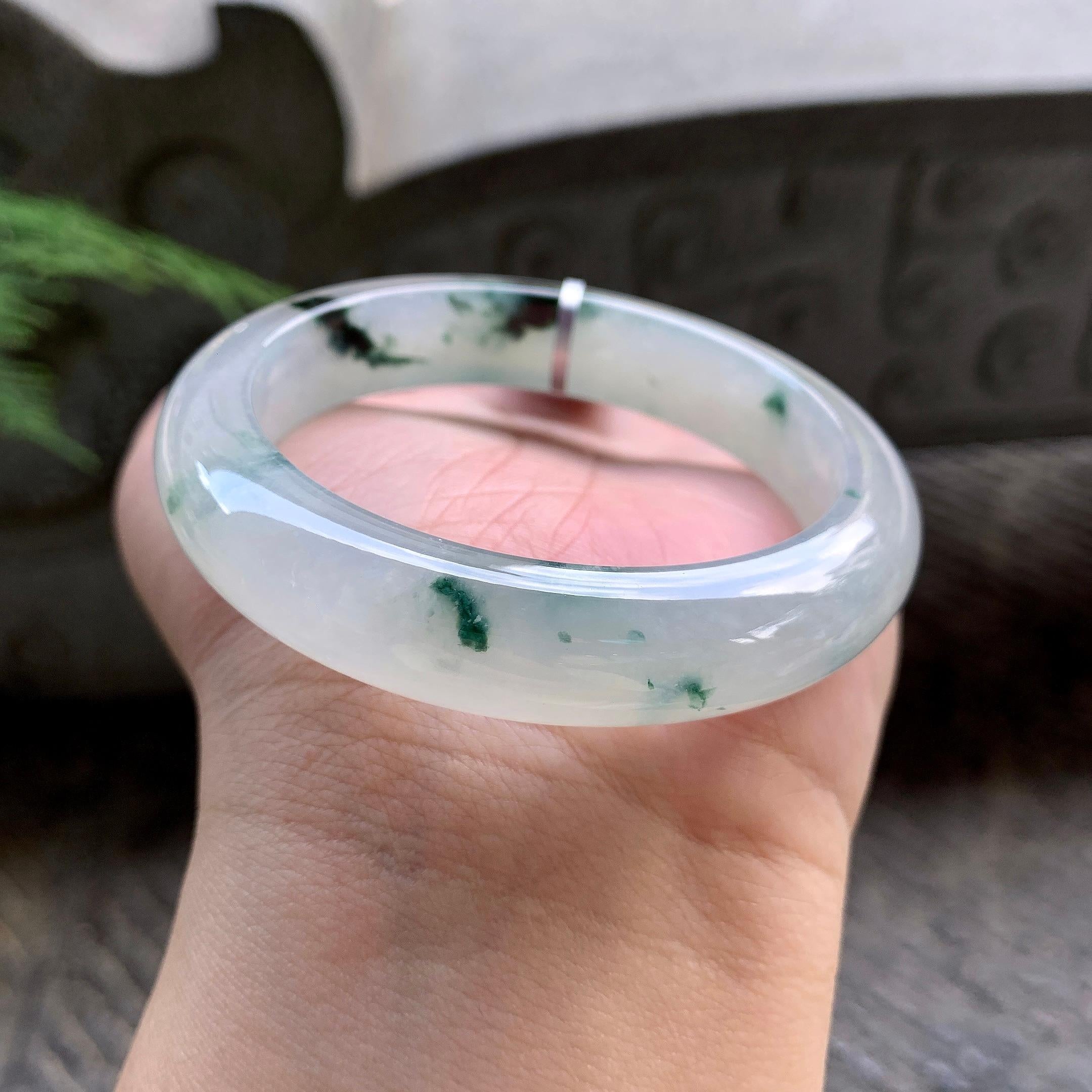 糯冰种飘花平安镯（56.3mm）（yc195344）