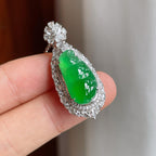 18k金镶冰种满绿翡翠豆子（yc257815）