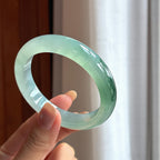 冰种飘花胶底翡翠平安镯（54.5mm）（yc418404）