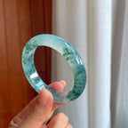 冰种飘花翡翠平安镯（54.5mm）（yc400154）