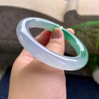 糯冰种翠绿圆条手镯（55.8mm）（yc228500）
