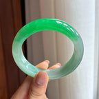 糯冰带色翡翠平安镯57圈（yc428278）