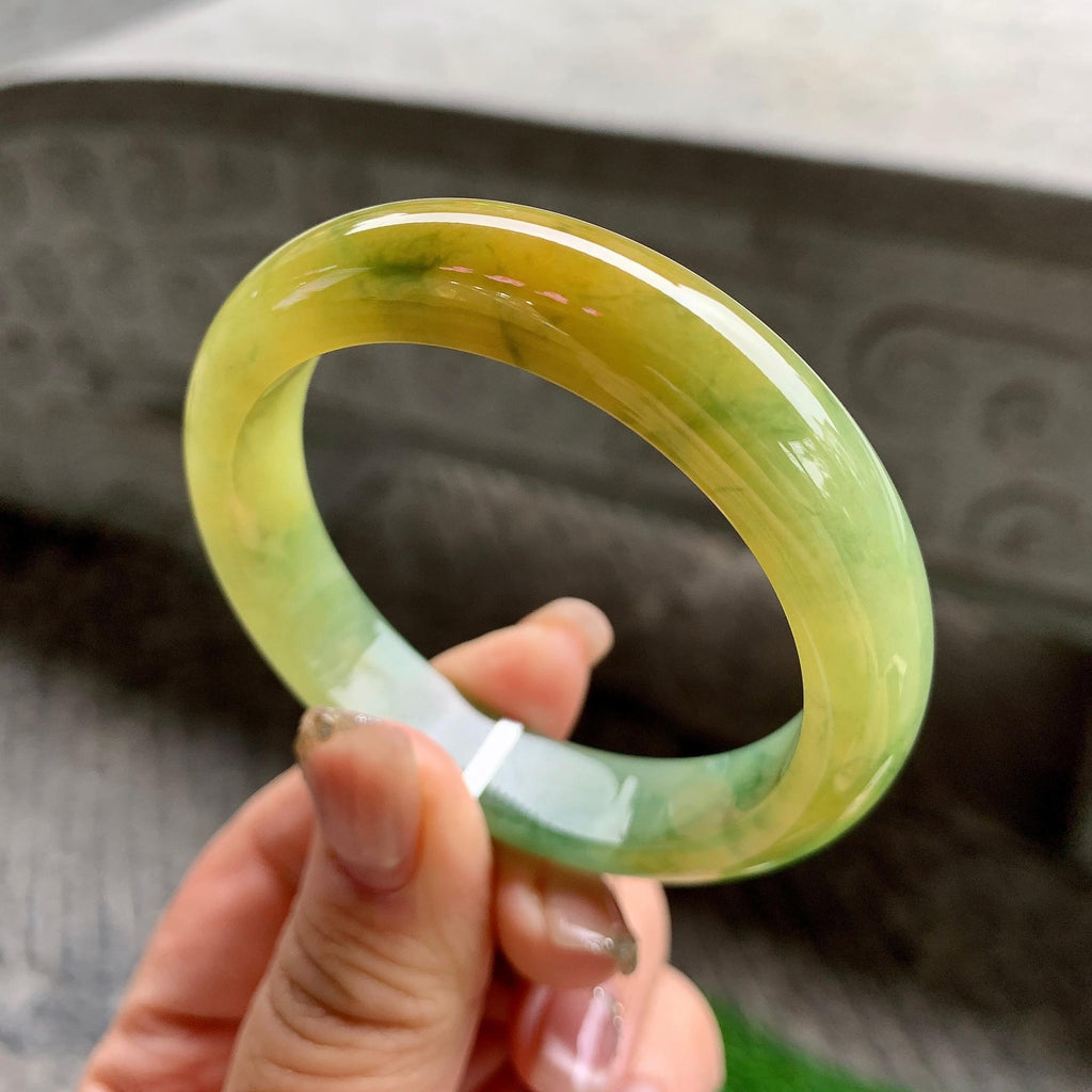细糯种黄翡飘花平安镯（50.8mm）（yc288709）