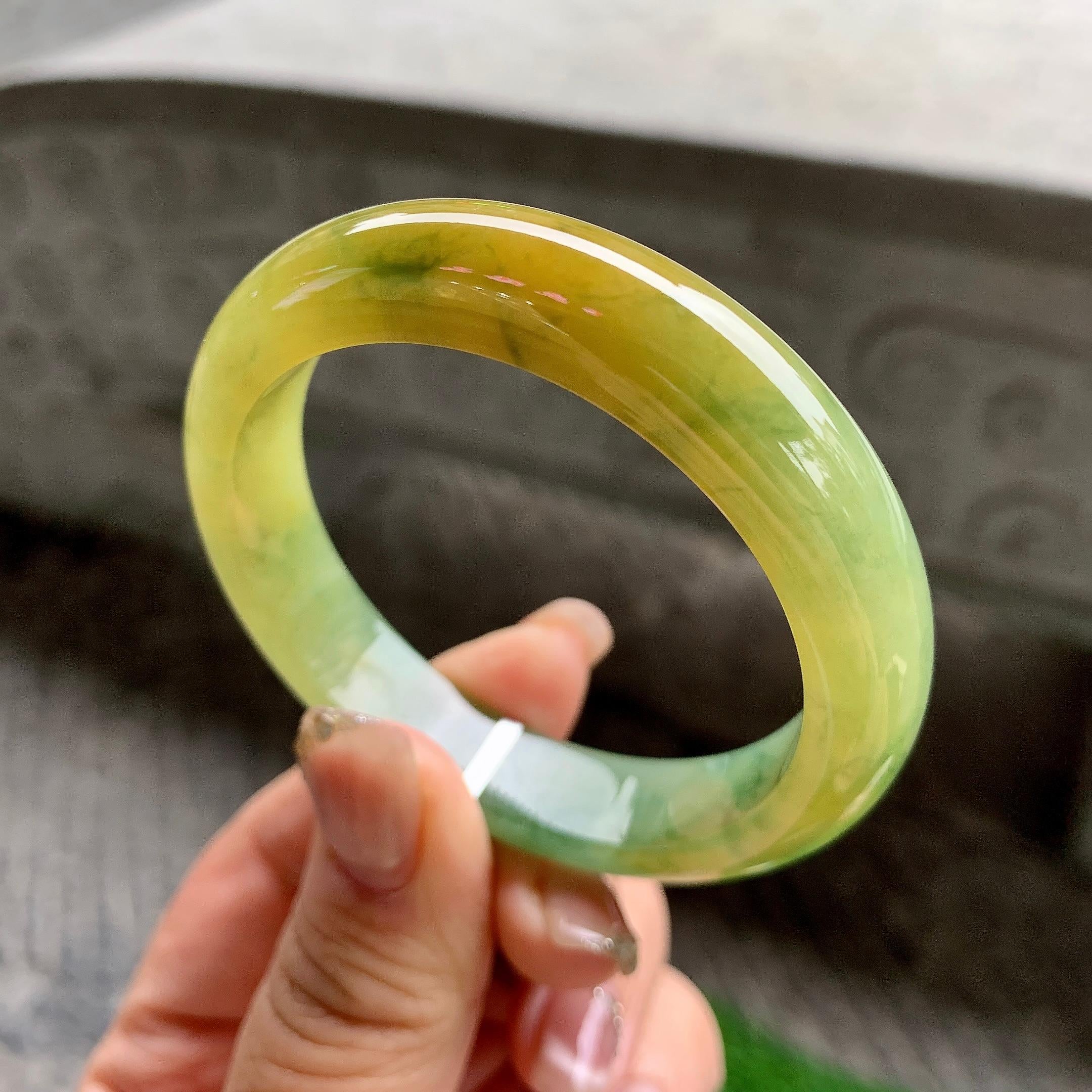 细糯种黄翡飘花平安镯（50.8mm）（yc288709）