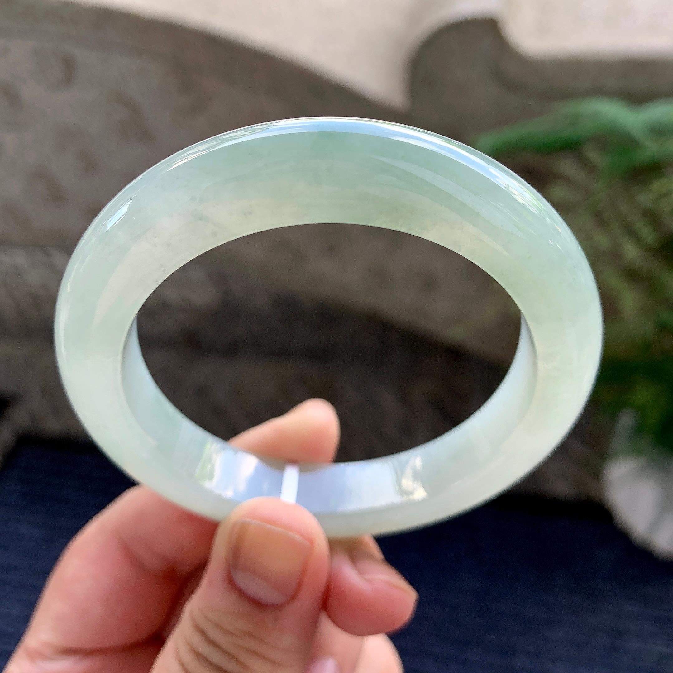 糯冰种晴底飘花平安镯（53.6mm）（yc226061）