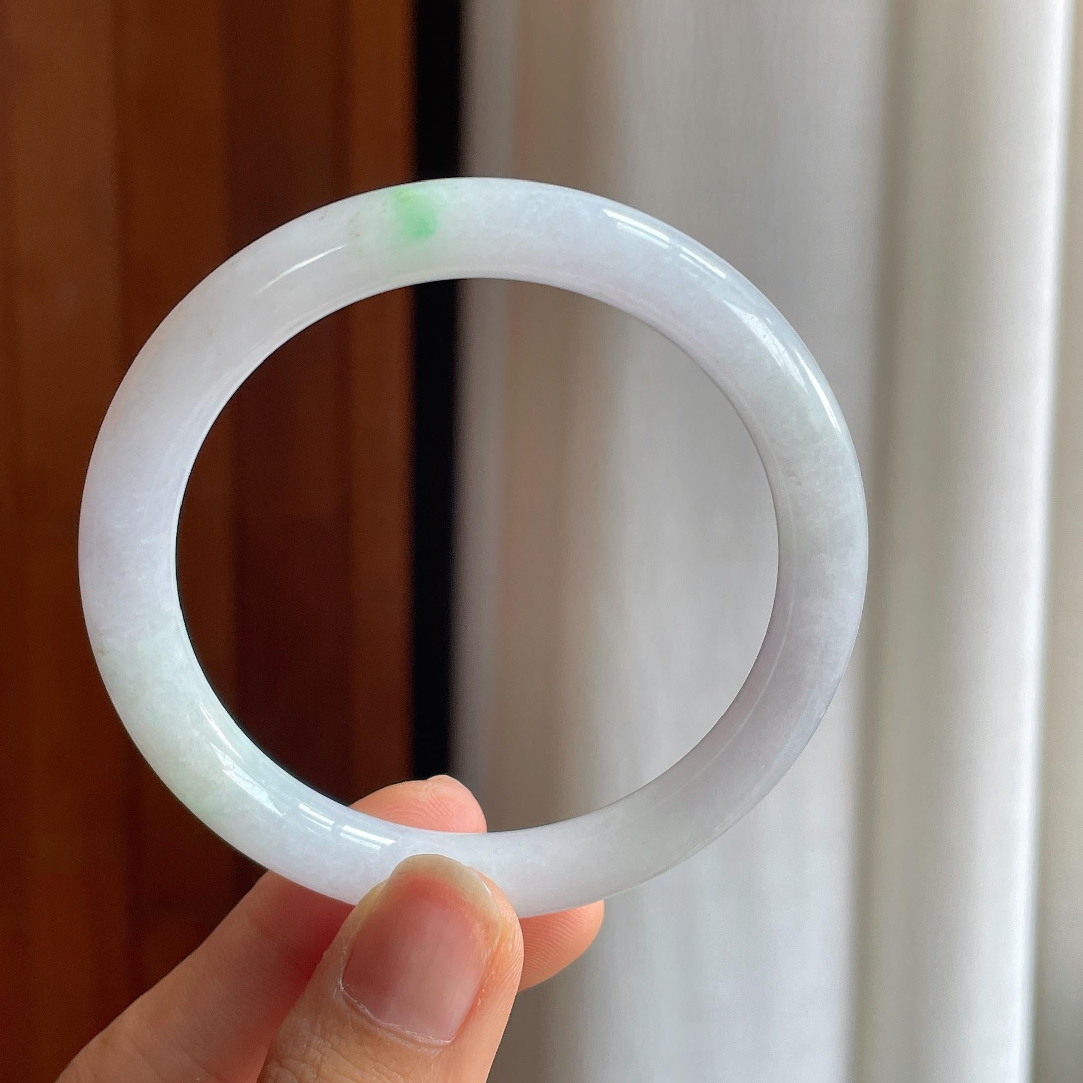 糯冰带色翡翠圆条手镯（54.3mm）（yc373958）