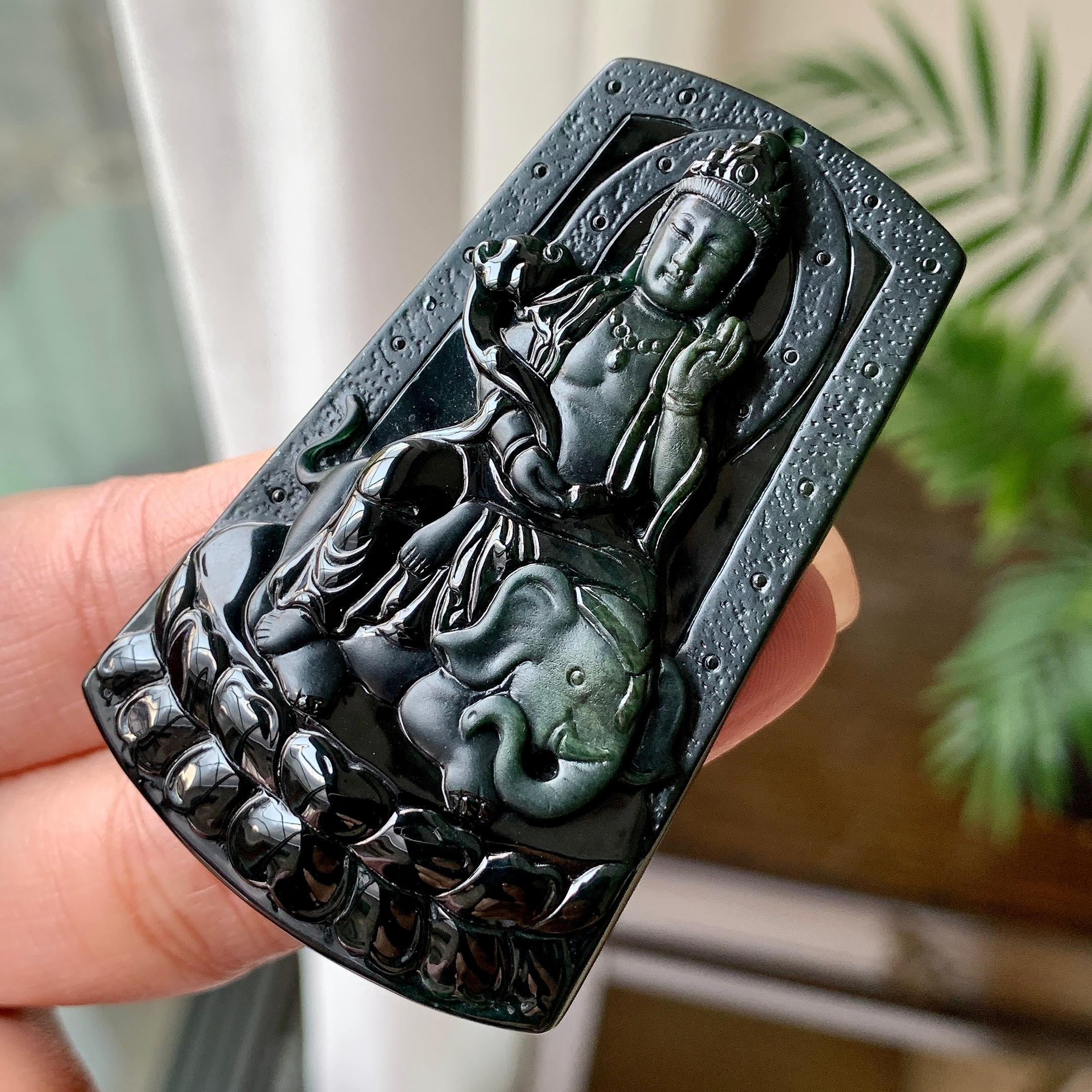 细糯种普贤菩萨挂件 天然缅甸A货翡翠（yc351363）
