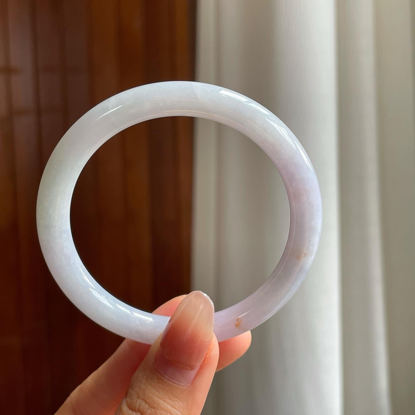 糯冰淡春翡翠圆条手镯（55mm）（yc333143）
