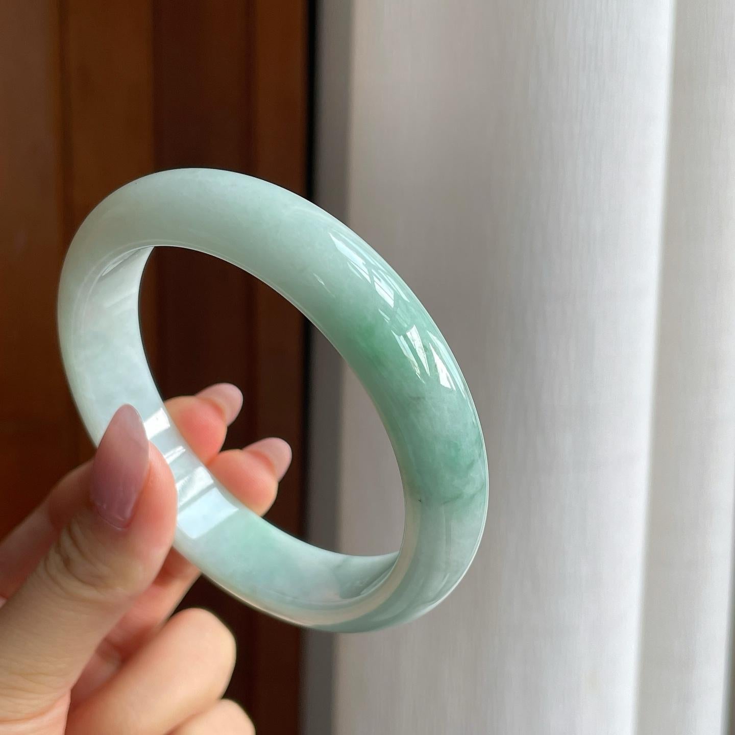 细糯冰飘花翡翠平安镯（63.8mm（yc286501）