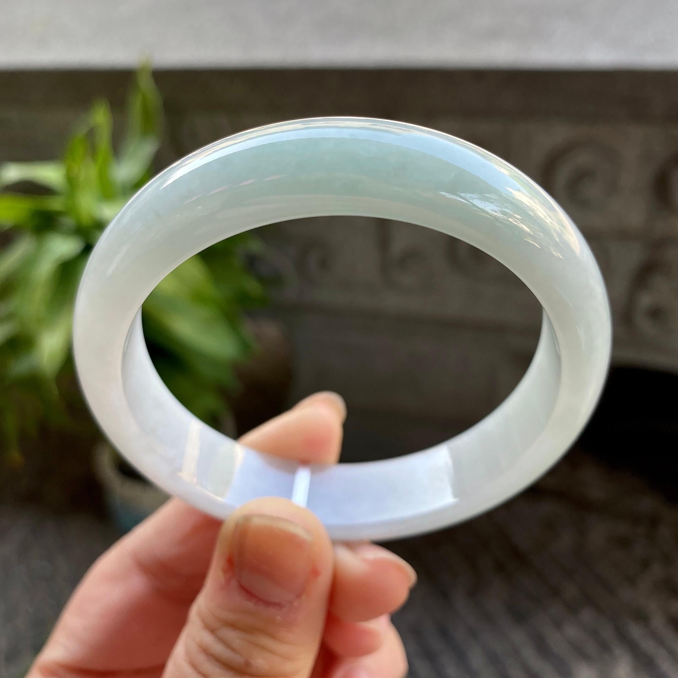 细糯种淡晴底平安镯（57mm）（yc311023）