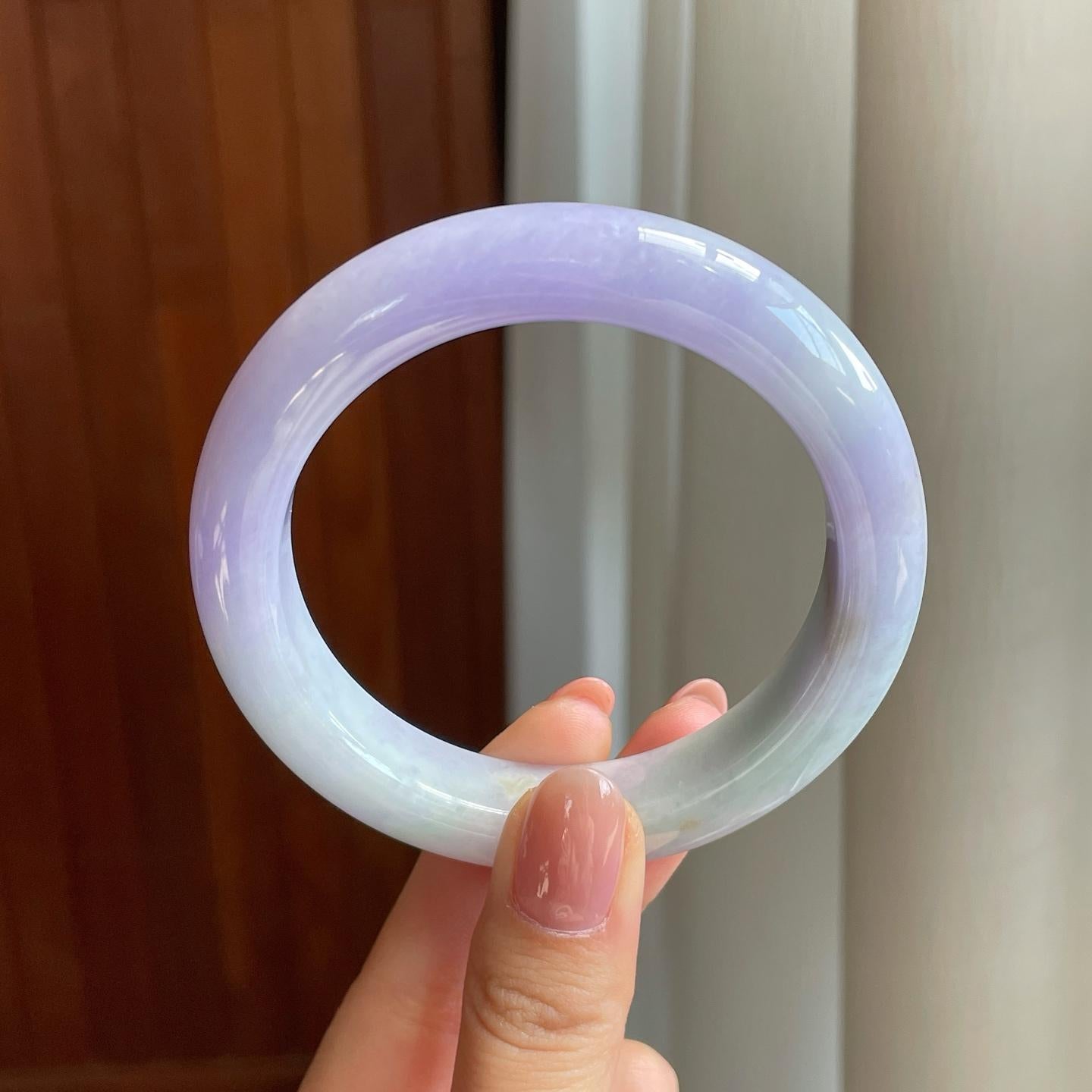 糯冰春带彩翡翠平安镯（58mm)（yc323835）