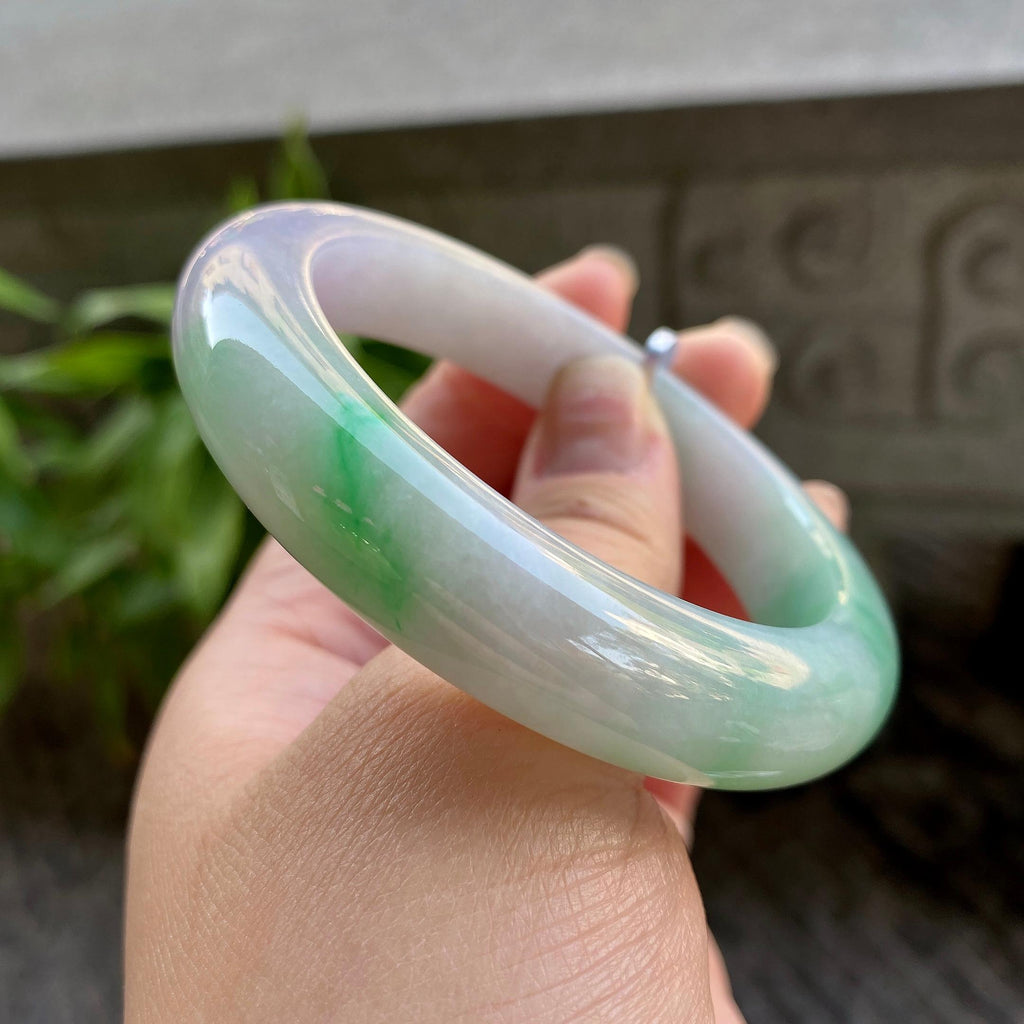 细糯种白底青平安镯（55.8mm）（yc311011）