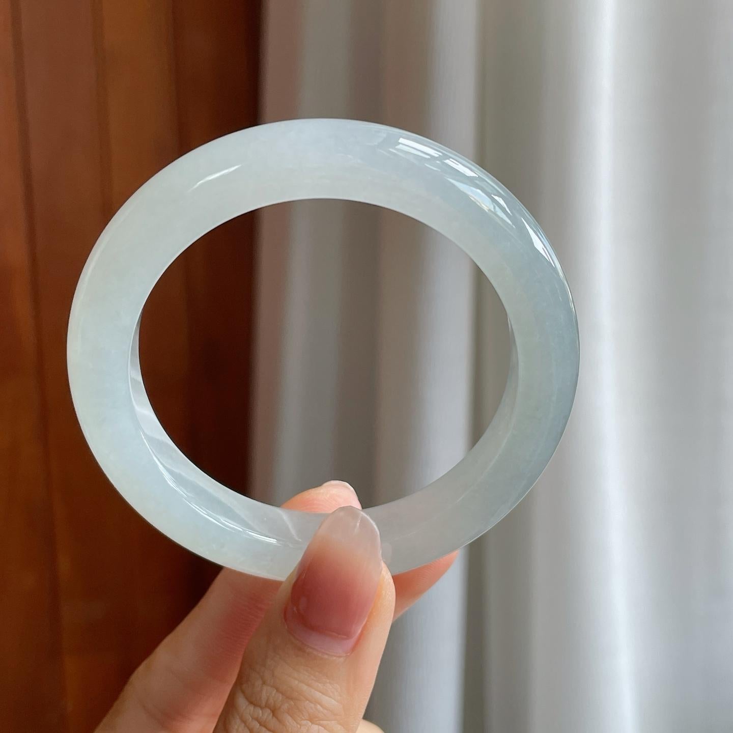 冰种白月光翡翠平安镯（54mm）（yc312901）