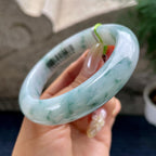 细糯种飘花正圈平安镯57.2圈          天然缅甸A货翡翠（yc460642）