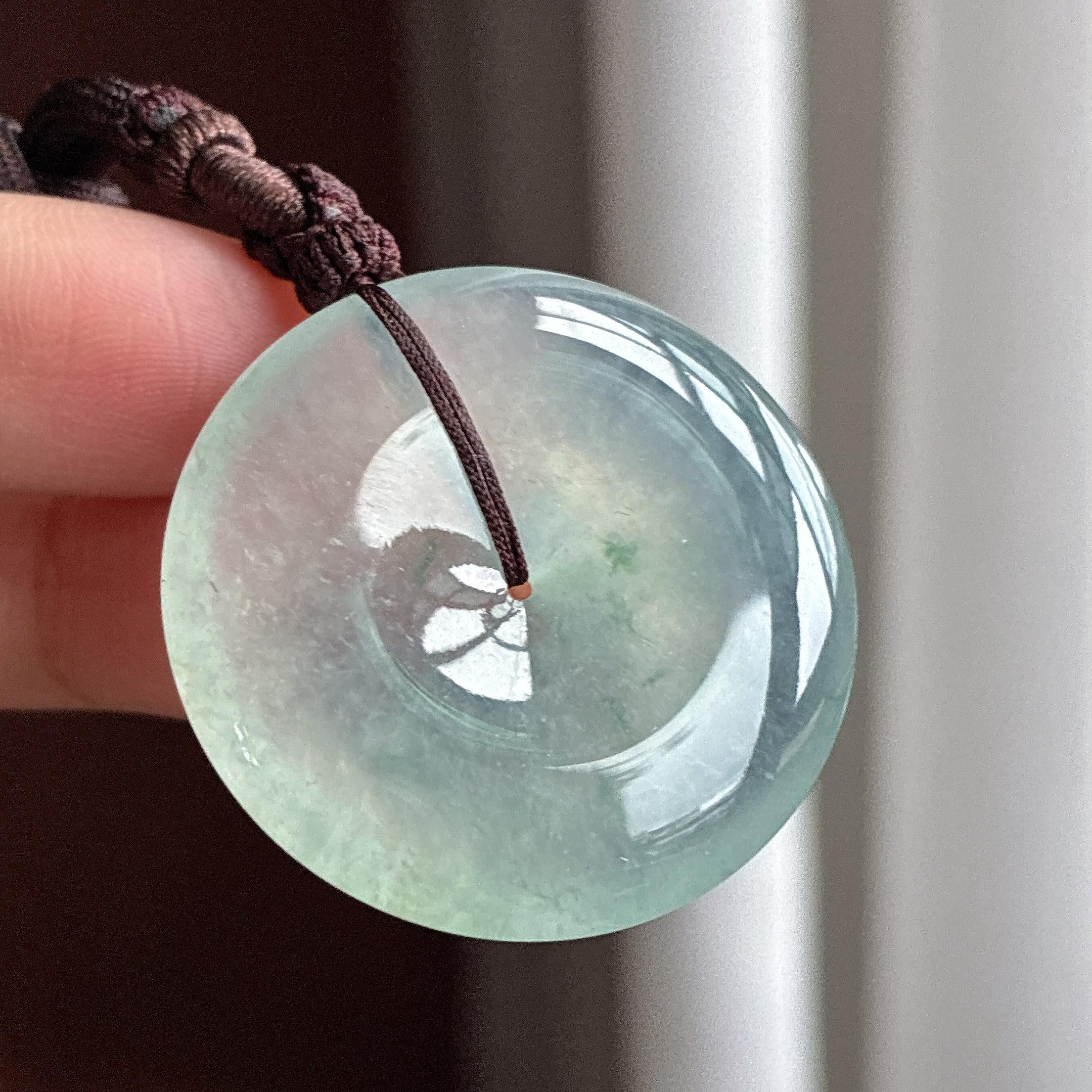 冰种飘花平安扣挂件 天然缅甸A货翡翠（yc692695）