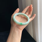 糯冰带色翡翠平安镯（62mm)（yc345507）