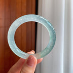冰种飘花翡翠圆条手镯（52mm）（yc284624）