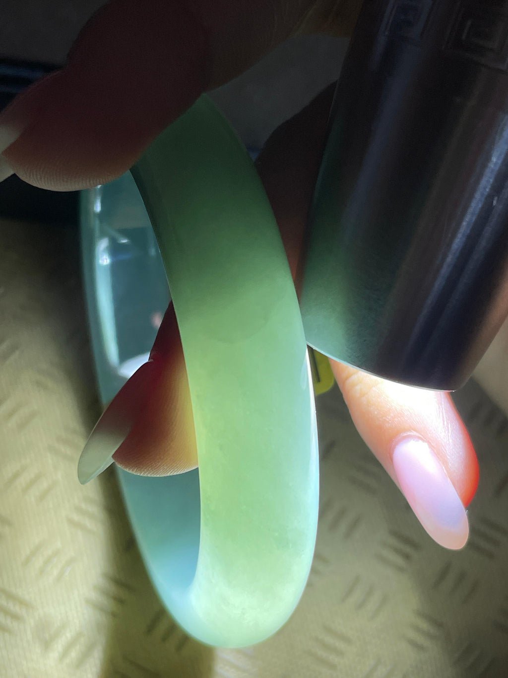 糯冰半山半水正圈平安镯 54圈（yc718438）