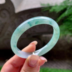 小圈口 细糯种飘花正圈平安镯  51.5圈口  天然缅甸A货翡翠（yc417399）