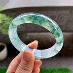 糯冰种飘花宽版轮胎手镯（56.8mm）（yc223276）
