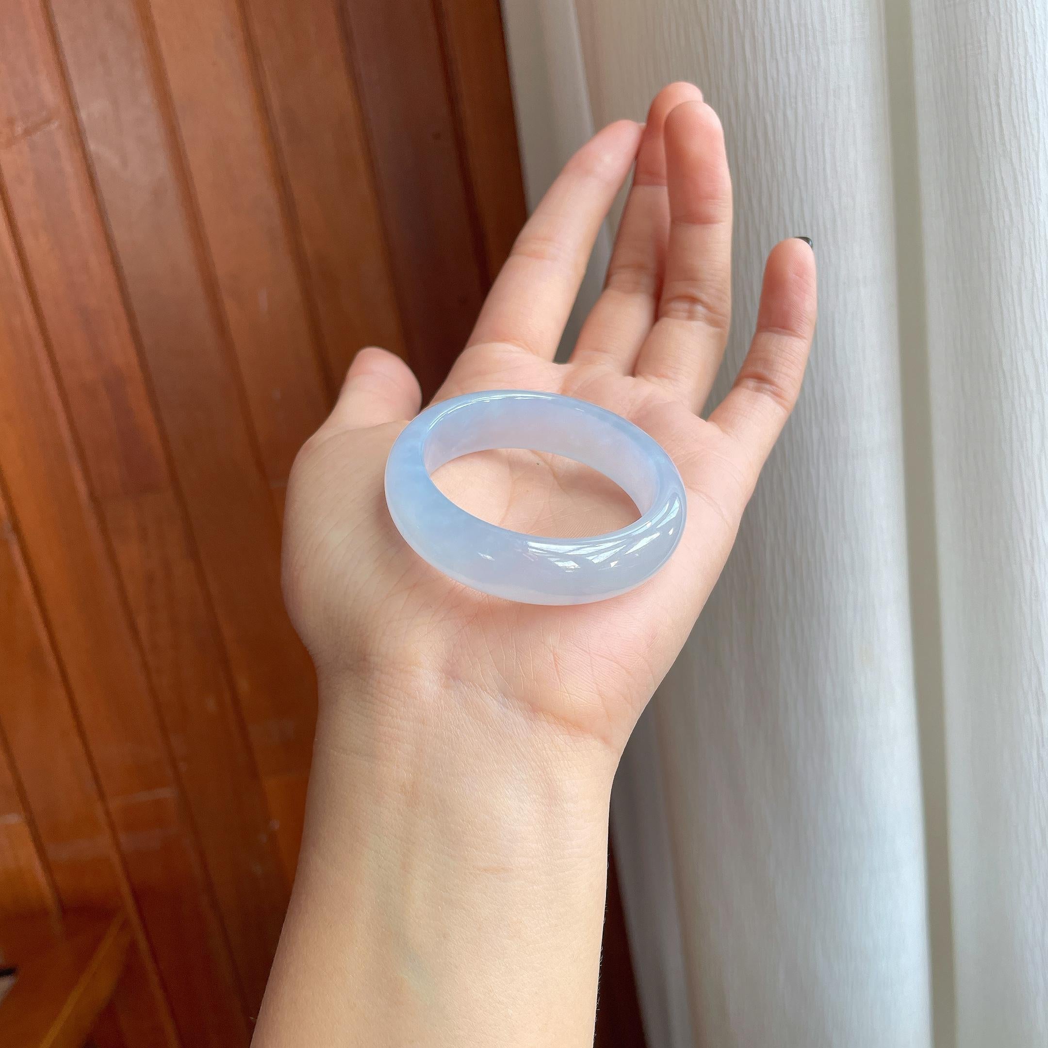 冰种淡紫底翡翠童镯（42mm)（yc286945）